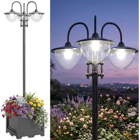 Spot Solaire Jardin 18 LEDs Blanc Froid 6000K IP44 Allumeur Extérieur Terrasse Patio Noir 60x55x189 cm (1/5)