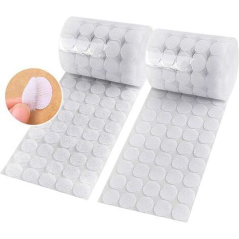 [NEVER USED] 400 pieces (200 pairs of sets) of 10 mm diameter, adhesive hooks, self-adhesive strips for DIY, crafts, office, classroom (white)