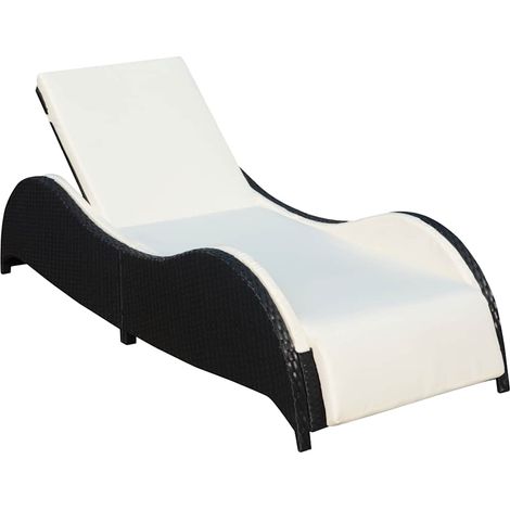 vidaXL Tumbona con cojín ratán sintético negro (1/5)