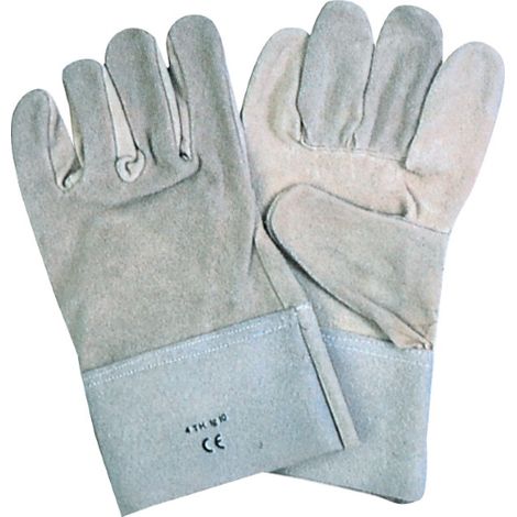 Gants de travail en croAte de cuir de vache extra renforcA  de couleur gris naturel