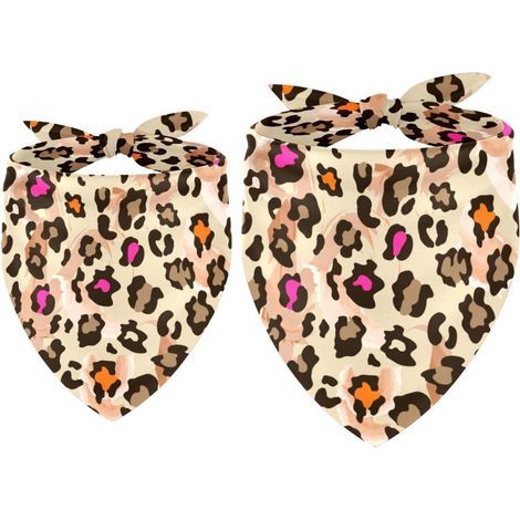 Lot de 2 bandanas pour chien - Imprimé léopard - Accessoires pour chiens de petite, moyenne et grande taille (1/5)