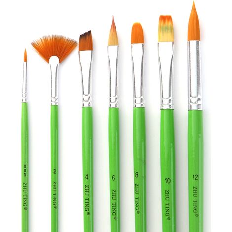 Ensemble de 7 Pinceaux à Huile en Nylon avec Manche en Bois pour Peinture Artistique (1/5)