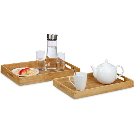 Bandeja para servir juego de 2 bambu