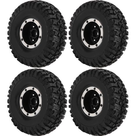 4 pièces de moyeu en alliage 1.9 pouces et pneus en caoutchouc de 115 mm pour voiture radiocommandée 1/10, accessoire RC noir (1/5)