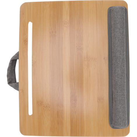 Tragbarer Laptop-Tisch aus Bambus mit Griff und Kissen, für Bett, Sofa, Auto, praktischer Ablageständer (kleine Größe) (1/5)