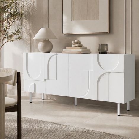 Madia moderna bianca in MDF e PB 160 cm OKMYHOME (1/5)