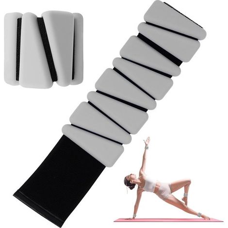 Pesi da polso, set da 2, pesi da allenamento regolabili in silicone per uomo/donna, pesi indossabili per caviglie/polsi, adatti per yoga, 0,9 kg (grigio scuro) (1/5)