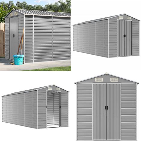 Gerätehaus Hellgrau 191x470x198 cm Verzinkter Stahl - Geräteschuppen - Gartenhaus - Werkzeuglager - Outdoor Aufbewahrung - Stahlschrank - Home & Living (1/5)