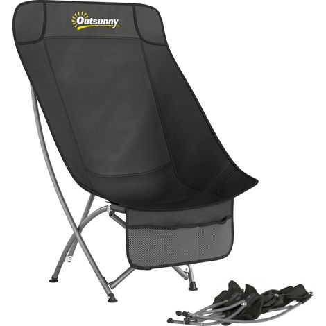 Outsunny Camping Chair Portable with Side Pocket Black (1/5)