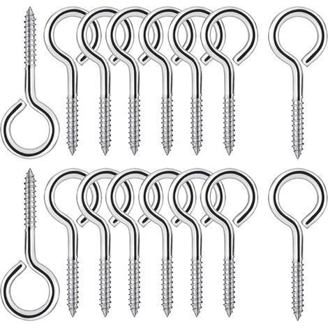 25 Pièces M4 Piton à Visser en Acier Inoxydable 304 Vis Mouton Oeil Rond Auto Taraudeuse Vis à Anneau Crochets à Oeil Boulon à œil Crochets Piton à Vis 50mm (1/5)