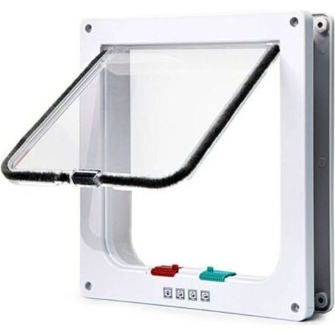 Chatière pour Chat avec magnétique à 4 voies, porte pour animaux de compagnie pour chats et petits chiens, 23.5 x 25 x 5.5cm L blanc pratique pour l'installation chatières et portes manuelles (1/5)