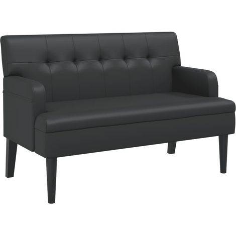 Panca divano panca con schienale imbottito 112 x 65,5 x 75 cm in PVC nero piedini in legno DEC024655