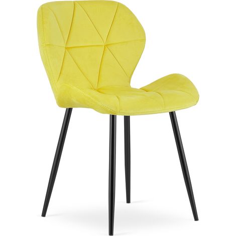 Chaise - leobert - mango - velours jaunepieds noirs 211770206 (1/5)
