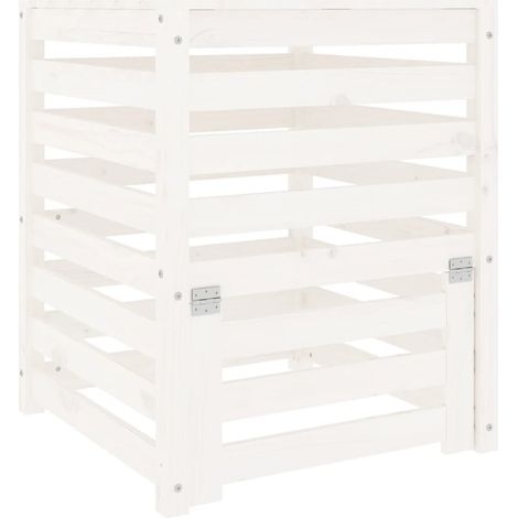 Composteur Blanc 63,5x63,5x77,5 cm Bois massif de pin