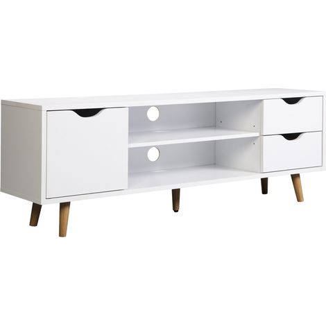 Mueble para televisión Md-Fiano 2 cajones 1puerta acabado blanco, 120cm(ancho) 41cm(altura) 28cm(fondo). (1/3)