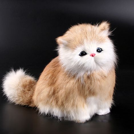 Chaton réaliste en fourrure synthétique imitation mouton, peluche interactive avec miaulement électronique, jouet doux pour enfants. (1/5)