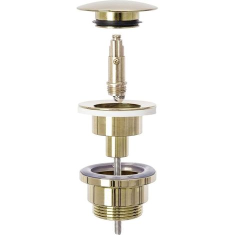 1 - Waschbeckenablauf - Messing - Klick-Klack-System mit Überlauf - Für Badezimmer - Gold - 4,5 cm (1/4)