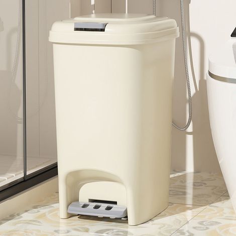 8,1-Liter-Treteimer mit Deckel, großes Fassungsvermögen für Küche und Bad – leichtes, luxuriöses Cremeweiß (1/5)