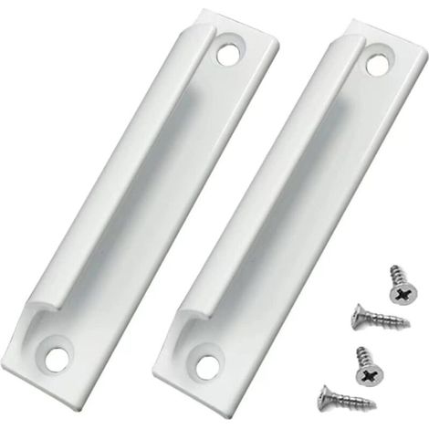 2-teiliger Türgriff aus Aluminiumlegierung, Schiebetürgriff, Balkontürgriff, Schrankschubladengriff für Fenster, Möbelbeschläge mit Schrauben (Weiß)