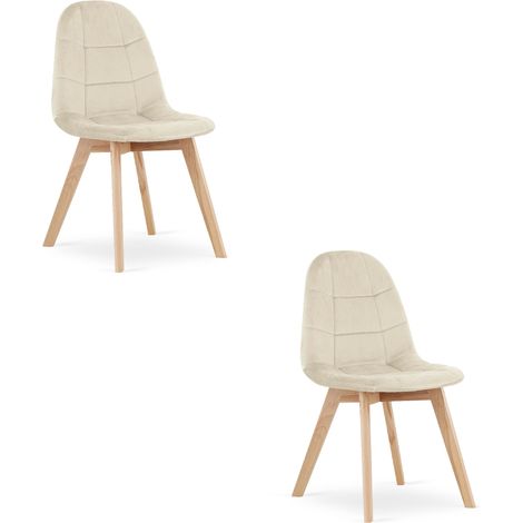Sedia Valora NUUC in velluto beige, design ergonomico x2 (1/5)
