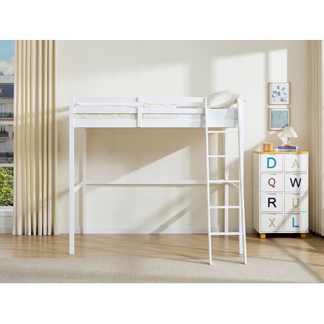 Letto a soppalco 120 x 190 cm Pino massello Bianco - GEDEON II