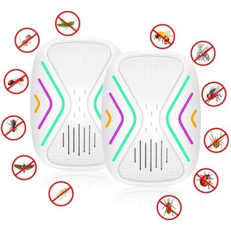 KLVGTIFS PU - Lot de 2 répulsif anti-moustiques à ultrasons lot de 2- repousse les souris, les fourmis, les araignées et les moustiques (1/5)