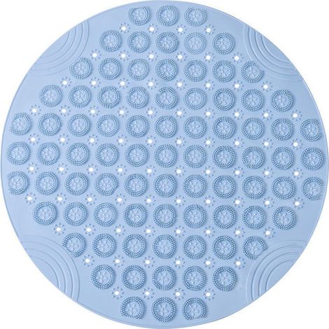 30x30cm PVC Tapis de Bain de Massage Rond Tapis Douche Antidérapant Tapis de Salle de Bain Antibactérien Tapis de Douche Lavable en Machine Tapis de Baignoire avec Trous de Drainage et Ventouses.bleu (1/4)