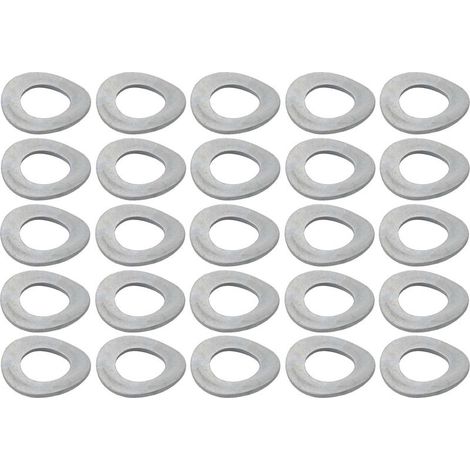 25 rondelle elastiche ondulate, rondelle di sicurezza in acciaio armonico zincato, DIN 137B, bloccaggio, fissaggio, vite, bullone, ferramenta, vibrazione, M10x17x1mm (1/2)