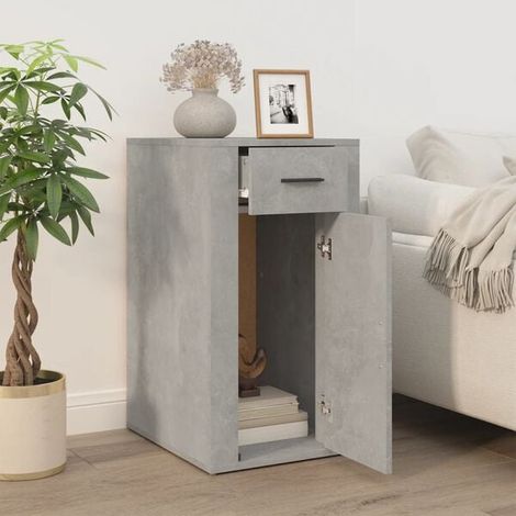 Bureau en Bois d'Ingénierie avec Rangement, Couleur Gris Béton, 40 x 49 x 75 cm (1/5)