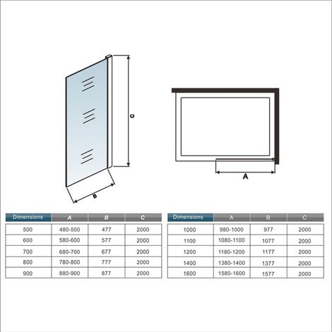 Ocean Sanitaire – Paroi de douche 120x200cm – Verre 8mm avec traitement anticalcaire – Barre de 90cm incluse – Montage réversible