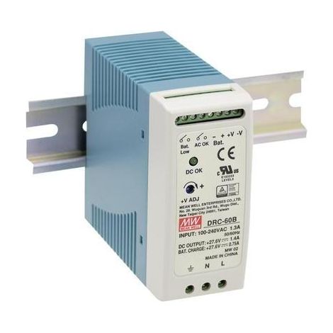 Mean Well DRC-60B Alimentatore per guida DIN 27.6 V/DC 1.4 A 59 W Num. uscite:2 x Contenuto 1 pz.