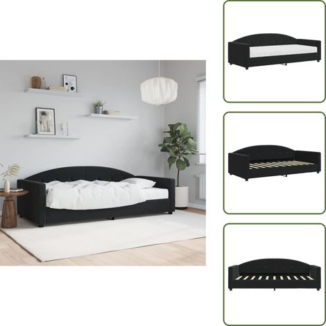 The Living Store Tagesbett mit Matratze Schwarz 90x190 cm Samt - Schlafsofa (1/5)