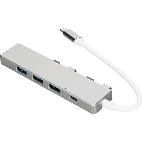 Hub USB-C vers USB haute vitesse : 1 port USB 3.0, 3 ports USB 2.0, 1 port d'alimentation USB-C, adaptateur multiport USB-C argenté (1/5)