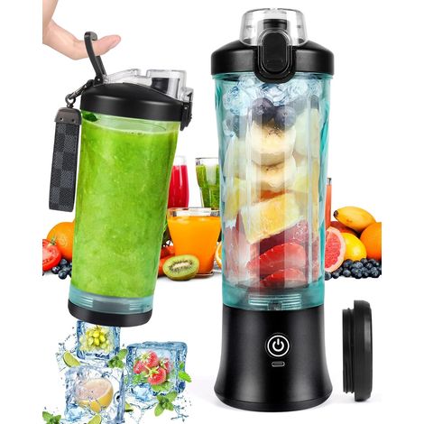 Tragbarer Mixer, 600 ml Smoothie-Mixer, 4000 mAh Frischsaftmixer, bereitet 20 Gläser Saft zu, für Reisen, Küche, Büro und Outdoor-Aktivitäten