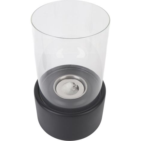 Cheminée de table portable sans fumée pour intérieur et extérieur, centre de décoration foyer maison noir en acier inoxydable et verre 10x12x23cm (1/5)