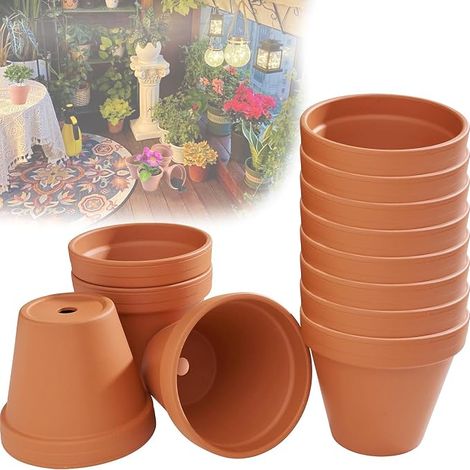 12 Pack Terracotta Pots 7 x 6 cm, Small Clay Pots with Drainage Hole, Mini Terracotta Pot, Reusable Terracotta Pot for Bedroom Office (1/5)