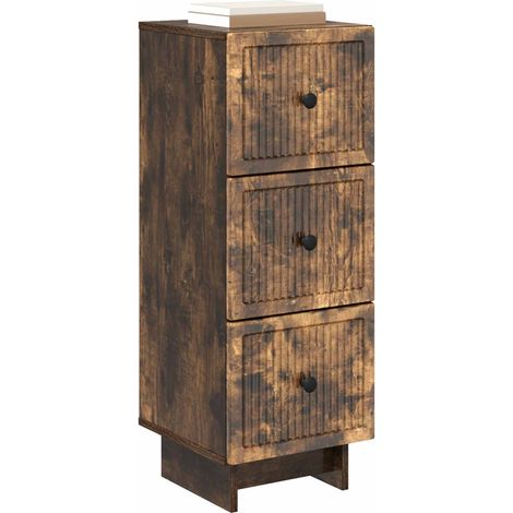 vidaXL Drawer Cabinet Smoked Oak 33 x 34.5 x 90 cm Engineered Wood