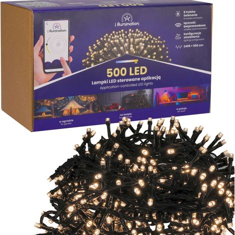 500 luces LED navideñas blancas, controladas por teléfono (1/5)