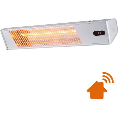 Sined Warm Ira Inox 2000 Wifi Calentador Infrarrojo Exterior 2000w Regulable Gris Calefactor De Onda Corta Ira y Mando a Distancia Diseno Elegante Rejilla Protectora y Pantalla Led