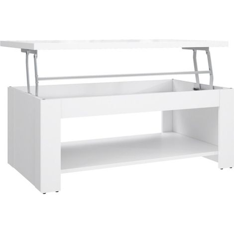 Home Heavenly® - Mesa centro elevable DUMI. Mesa auxiliar de salón elevable de líneas rectas modernas. Altura de 45,2 hasta 66 c  Color: Blanco (1/5)