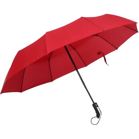 Automatic Umbrella Black Steel TenBones Folding HighDensity AntiCollision Compact Umbrella for Sunshade and Rain(Burgundy ) (1/5)