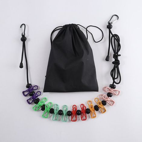 Étendoir à linge portable et rétractable, avec 12 pinces, pour étendre le linge à l'intérieur et en camping - couleur - 1,8 m (1/4)