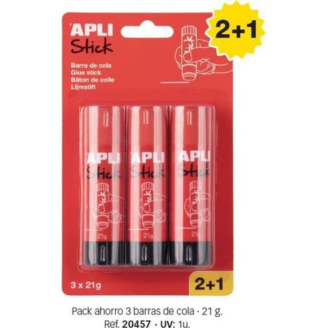 Bâtons de colle - Blanche - 21g - Lot de 3 tubes - Idéal scolaire, loisirs créatifs - Apli