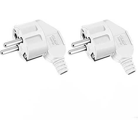 Enchufe de protección, juego de acoplamiento de 2 piezas, tapón de goma, enchufe europeo desmontable, plástico, 250 V (16 A), para cables de 8-10 mm, IP20, para uso en interiores, negro/blanco