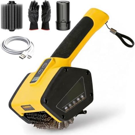 Brosse Barbecue électrique, Nettoyeur de Gril électrique sans Poils avec Lumière LED 800 TR/Min Rechargeable Nettoyeur de Barbecue en Acier Inoxydable pour Tous Les Types de Barbecues (1/5)