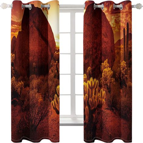 Rideaux Occultants Chambre Pierres Cactus Plante 104X84 Pouces Rideau Thermique à Oeillets pour Salon Traitements de Fenêtre à Texture Douce pour Enfants Rideaux 3D - Rideaux Perforés Opaques Intérieu (1/5)