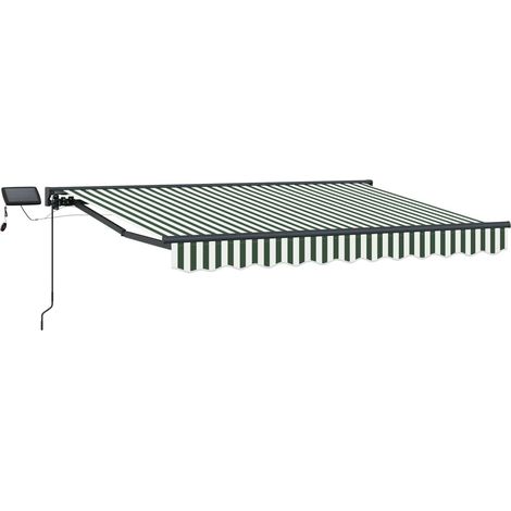 Manueller Markisenrahmen mit LEDs Grün und Weiß 3 x 2,5 m