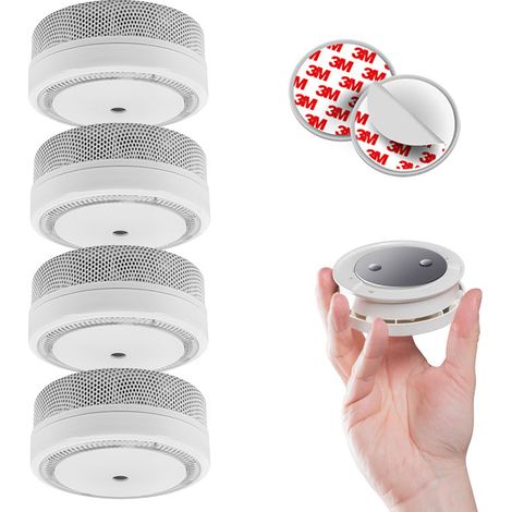 EVACUATE Lot de 4 mini détecteurs de fumée NF 10 ans avec supports de fixation aimantés et 4 Magnetik's KNX (1/5)