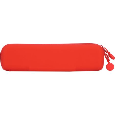 Mini Pen Silicone Storage Bag Travel Pencil Zipper Pouch for Cosmetic Makeup SuppliesRed (1/5)