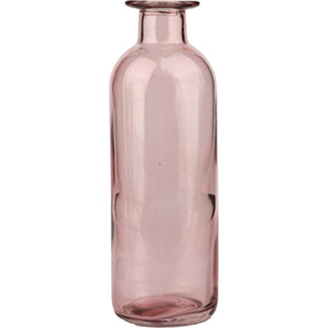Jarrón de cristal, jarrón de cuello estrecho, botella de cristal decorativa grande (1 rosa) (1/5)